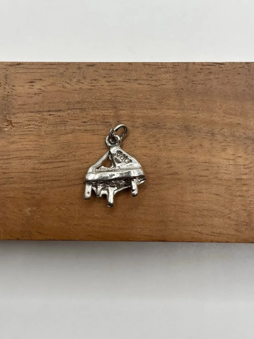 Vintage ORA Rhinestone Grand Piano Charm Pendant Silver Tone Musician Costume